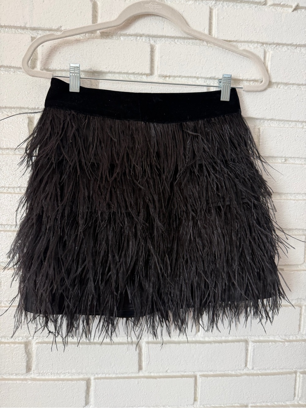 Sam Edelman Black Ostrich Feather Mini Skirt size 0